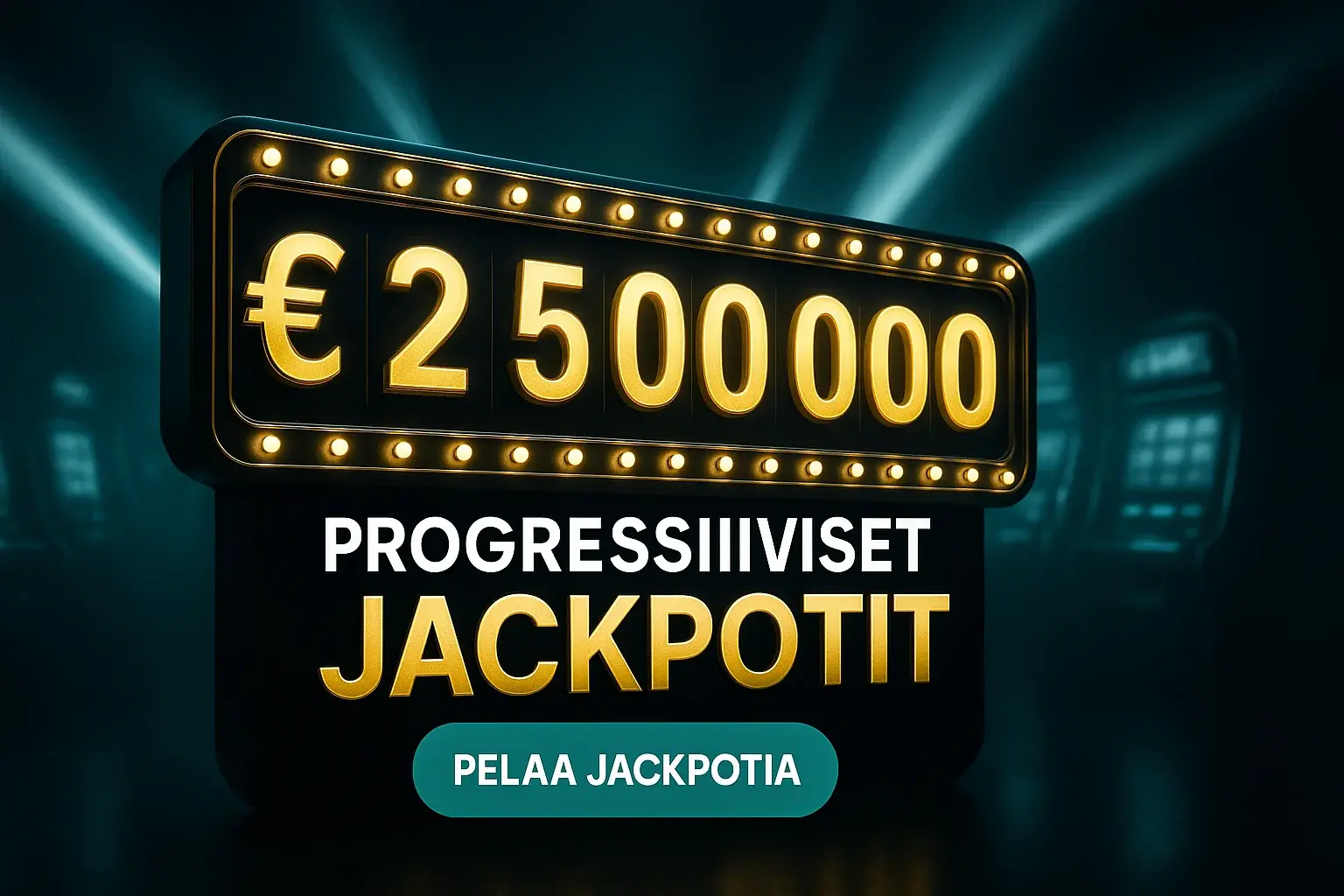 Fotorealistinen suomalainen kasinobanneri, €2 500 000 jackpot ja CTA-painike